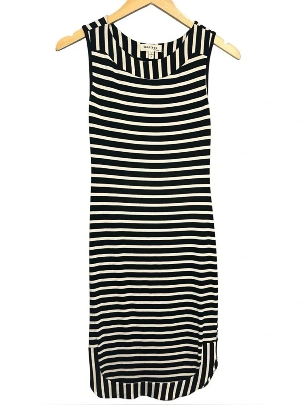 Monteau Black & White Striped Sleeveless Midi Dress